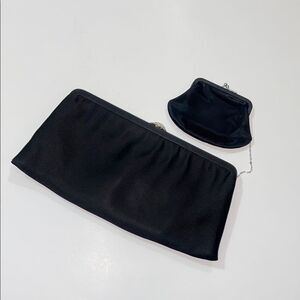 VTG, MM Pure Silk Elegant Black Clutch and Coin Purse Set